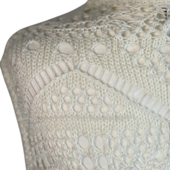 NEW Chelsea & Theodore Womens Sz M White Boho Peasant Beach Long Cardigan Vest - Picture 7 of 9